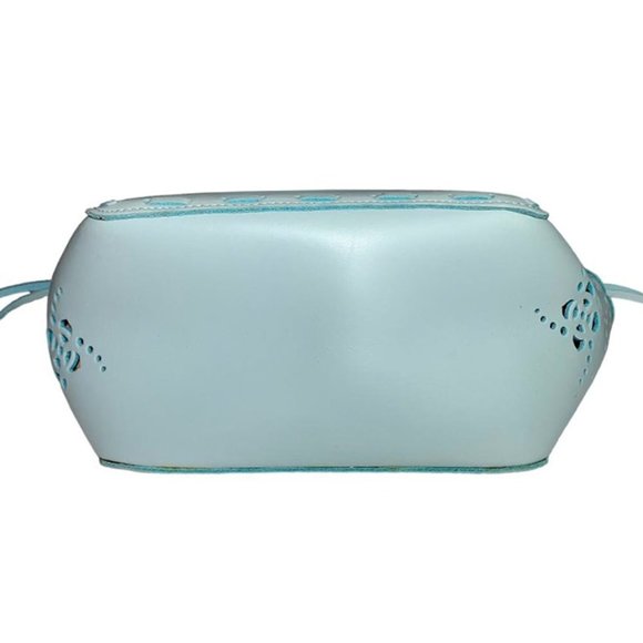 FRANCISCO BIASIA Laser Cut Leather Drawstring Lining Bucket Bag - Picture 3 of 10